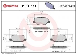 Brembo P 61 111 - Brzdové platničky -