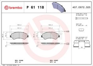 Brembo P 61 118 - Brzdové platničky -