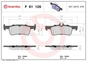 Brembo P 61 126 - Brzdové platničky -