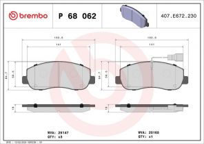 Brembo P 68 062 - Brzdové platničky -