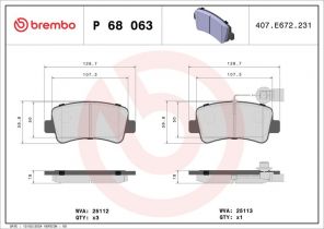 Brembo P 68 063 - Brzdové platničky -