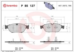Brembo P 85 127 - Brzdové platničky -
