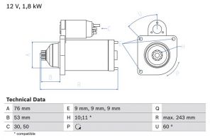 Bosch 0 986 016 990 - Štartér