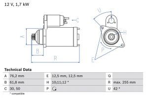 Bosch 0 986 020 260 - Štartér