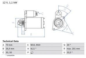 Bosch 0 986 020 350 - Štartér