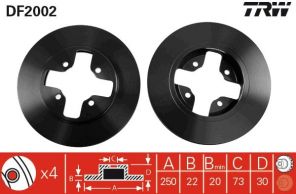 TRW DF2002 - Brzdový kotúč -