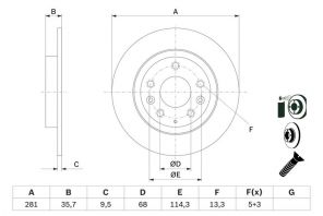 Bosch 0 986 479 E55 - Brzdový kotúč -