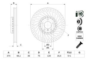 Bosch 0 986 479 E63 - Brzdový kotúč -