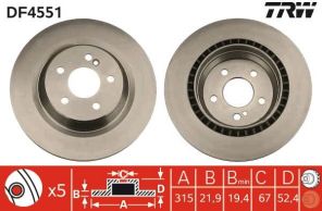 TRW DF4551 - Brzdový kotúč -