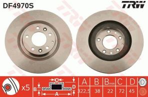 TRW DF4970S - Brzdový kotúč -