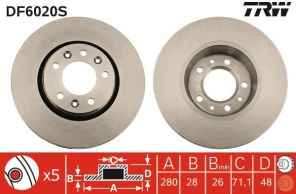 TRW DF6020S - Brzdový kotúč -