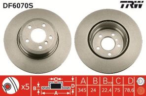 TRW DF6070S - Brzdový kotúč -