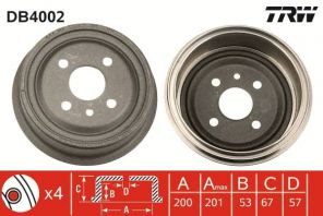 TRW DB4002 - Brzdový bubon -