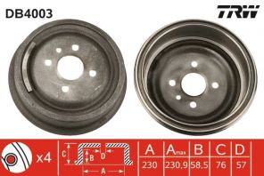 TRW DB4003 - Brzdový bubon -