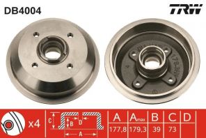 TRW DB4004 - Brzdový bubon -