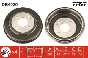 TRW DB4020 - Brzdový bubon -