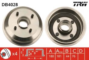 TRW DB4028 - Brzdový bubon -