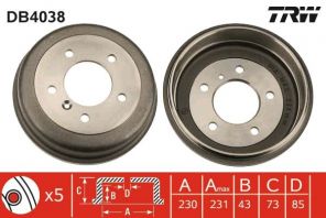 TRW DB4038 - Brzdový bubon -