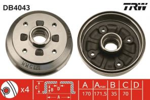 TRW DB4043 - Brzdový bubon -
