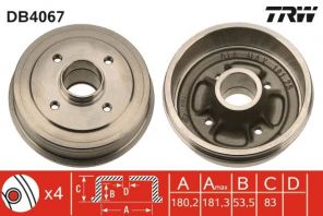 TRW DB4067 - Brzdový bubon -