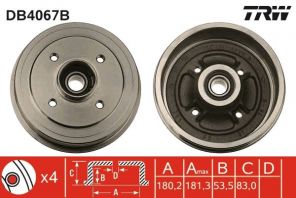 TRW DB4067B - Brzdový bubon -