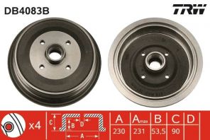 TRW DB4083B - Brzdový bubon -