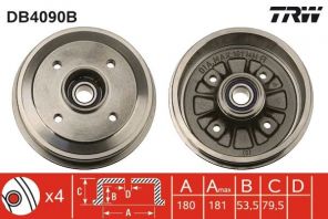 TRW DB4090B - Brzdový bubon -
