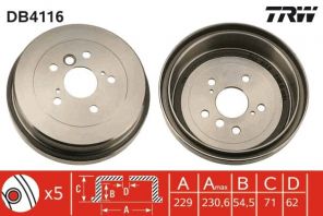 TRW DB4116 - Brzdový bubon -