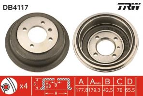 TRW DB4117 - Brzdový bubon -