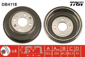 TRW DB4118 - Brzdový bubon -