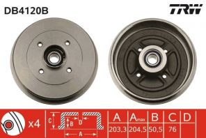 TRW DB4120B - Brzdový bubon -