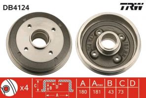 TRW DB4124 - Brzdový bubon -