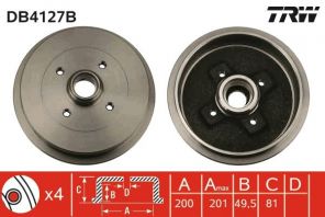 TRW DB4127B - Brzdový bubon -
