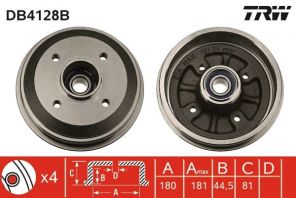 TRW DB4128B - Brzdový bubon -