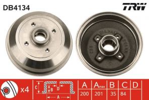TRW DB4134 - Brzdový bubon -