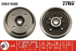 TRW DB4160B - Brzdový bubon -