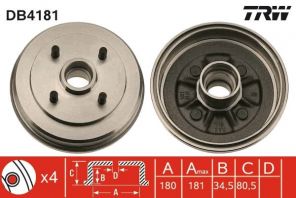 TRW DB4181 - Brzdový bubon -