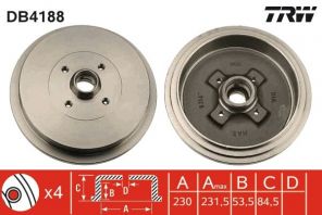 TRW DB4188 - Brzdový bubon -