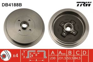TRW DB4188B - Brzdový bubon -