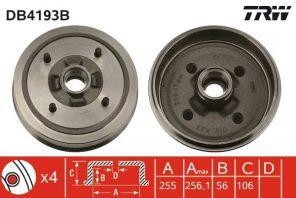 TRW DB4193B - Brzdový bubon -