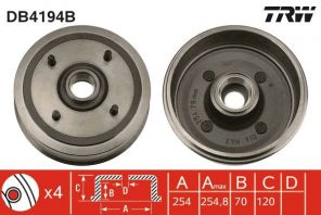 TRW DB4194B - Brzdový bubon -