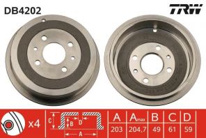 TRW DB4202 - Brzdový bubon -