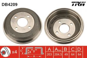 TRW DB4209 - Brzdový bubon -