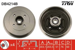TRW DB4214B - Brzdový bubon -