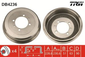 TRW DB4236 - Brzdový bubon -