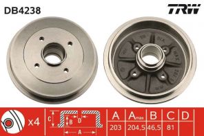 TRW DB4238 - Brzdový bubon -