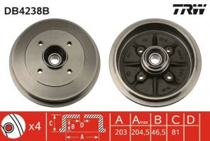 TRW DB4238B - Brzdový bubon -