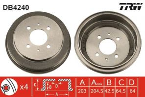 TRW DB4240 - Brzdový bubon -