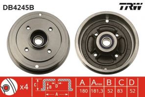 TRW DB4245B - Brzdový bubon -