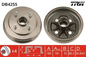 TRW DB4255 - Brzdový bubon -
